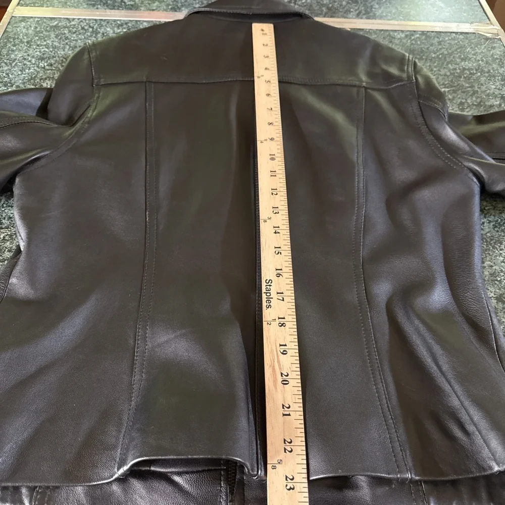 SONOMA Life + Style 100% Lambskin Leather Zip Up Modern Jacket Top Size M VTG
